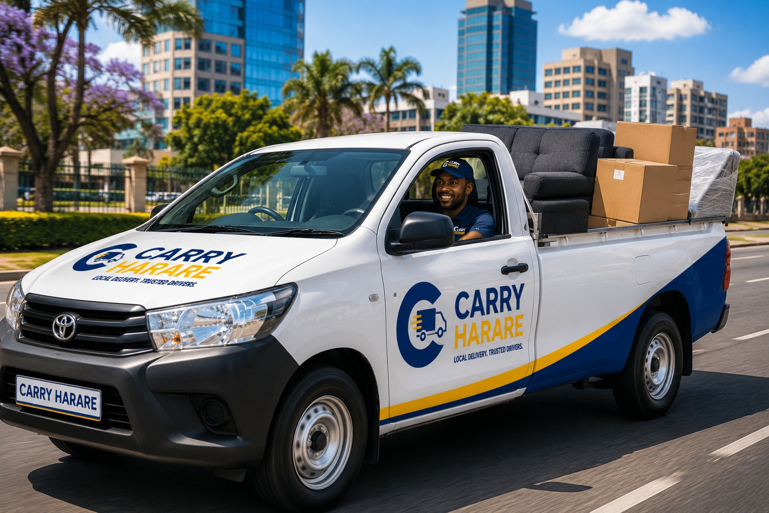 Carry Harare pickup truck transporting bulky items